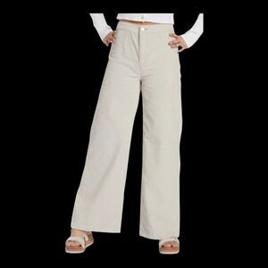 Roxy Chloe Kim Corduroy Pants NWT Wide Leg Cream High Waist Cotton size 28 NEW